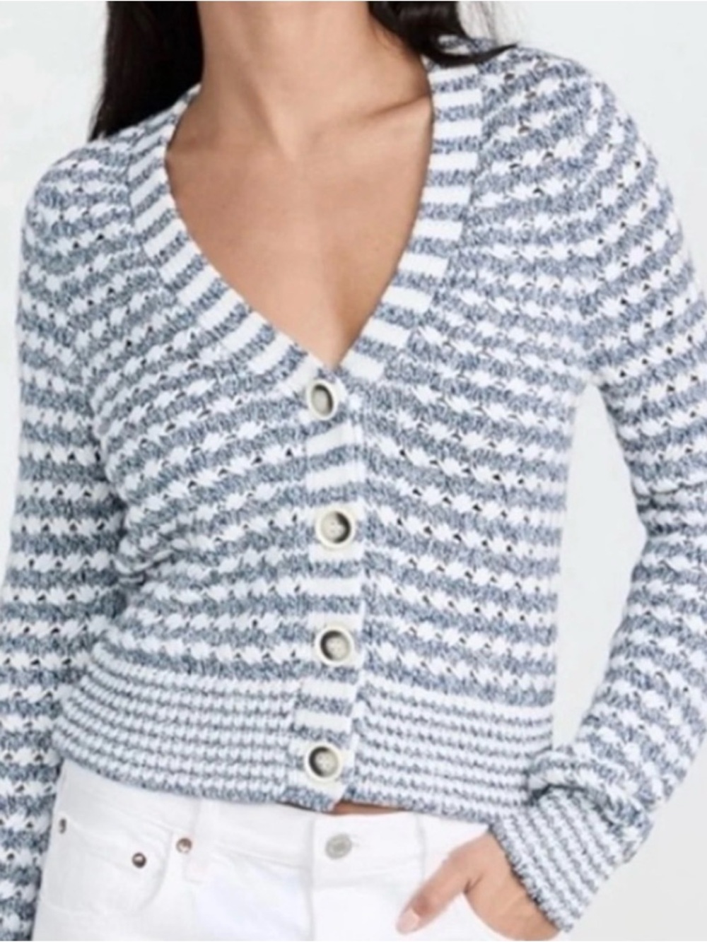 Veronica Beard Artura Cardigan in color multi blue size XS